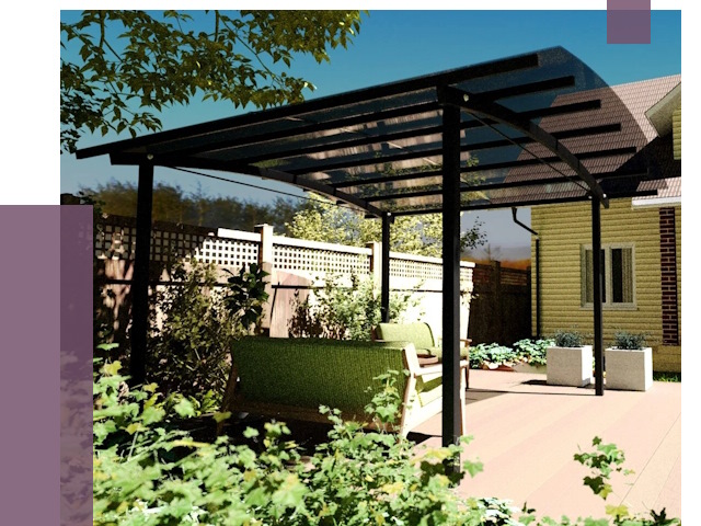 Навесы для террасы в Стрежевом от 12999 руб. под ключ | ПРОЛЁТ-Стж