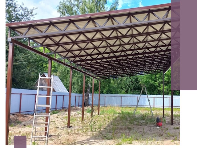 Односкатные навесы под ключ в Стрежевом — изготовление и монтаж