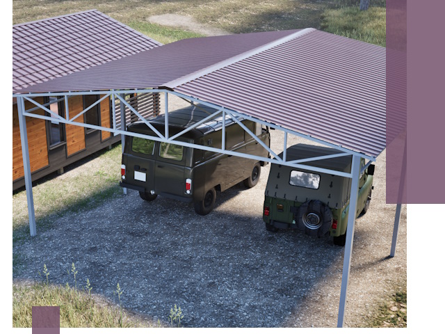 Двускатные навесы под ключ в Стрежевом — изготовление и монтаж